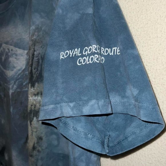 Vintage The Mountain Train Graphic T-Shirt Blue Tie Dye Short Sleeve 03 Sz Large - Picture 5 of 7